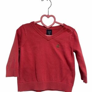 3 for $12 GAP Kids Infant Coral V-Neck Long Sleeve Sweater Bear 3-6 Months